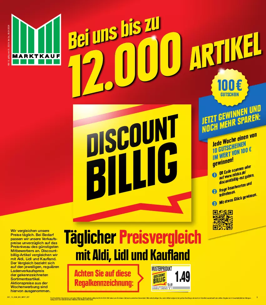 Aktueller Prospekt Marktkauf - Prospekt - von 31.03 bis 06.04.2024 - strona 1 - produkty: aktionspreis, aldi, angebot, angebote, discount, eis, gutschein, nivea, regal, reis, Ti