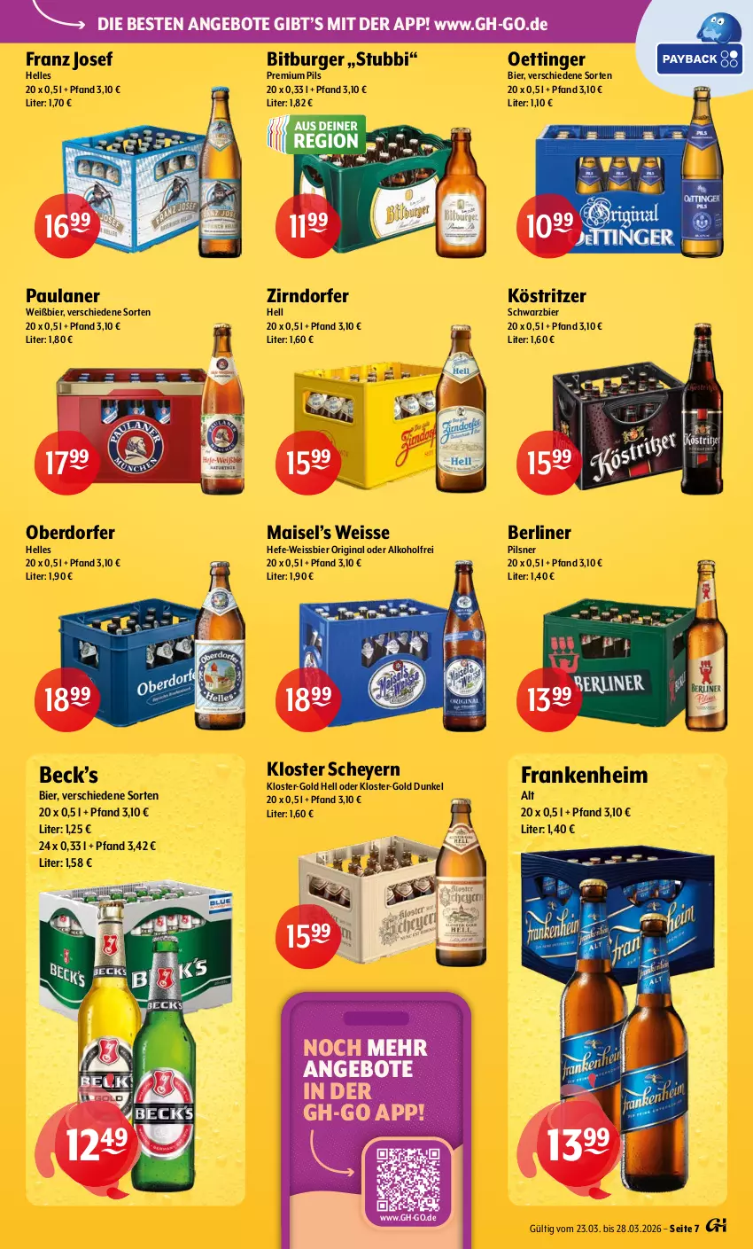 Aktueller Prospekt Getraenke Hoffmann - Prospekte - von 23.03 bis 28.03.2026 - strona 7 - produkty: alkohol, angebot, angebote, berliner, bier, bitburger, burger, eis, elle, gin, Hefe, köstritzer, mais, oettinger, Paula, paulaner, pils, pilsner, premium pils, Ti, weissbier