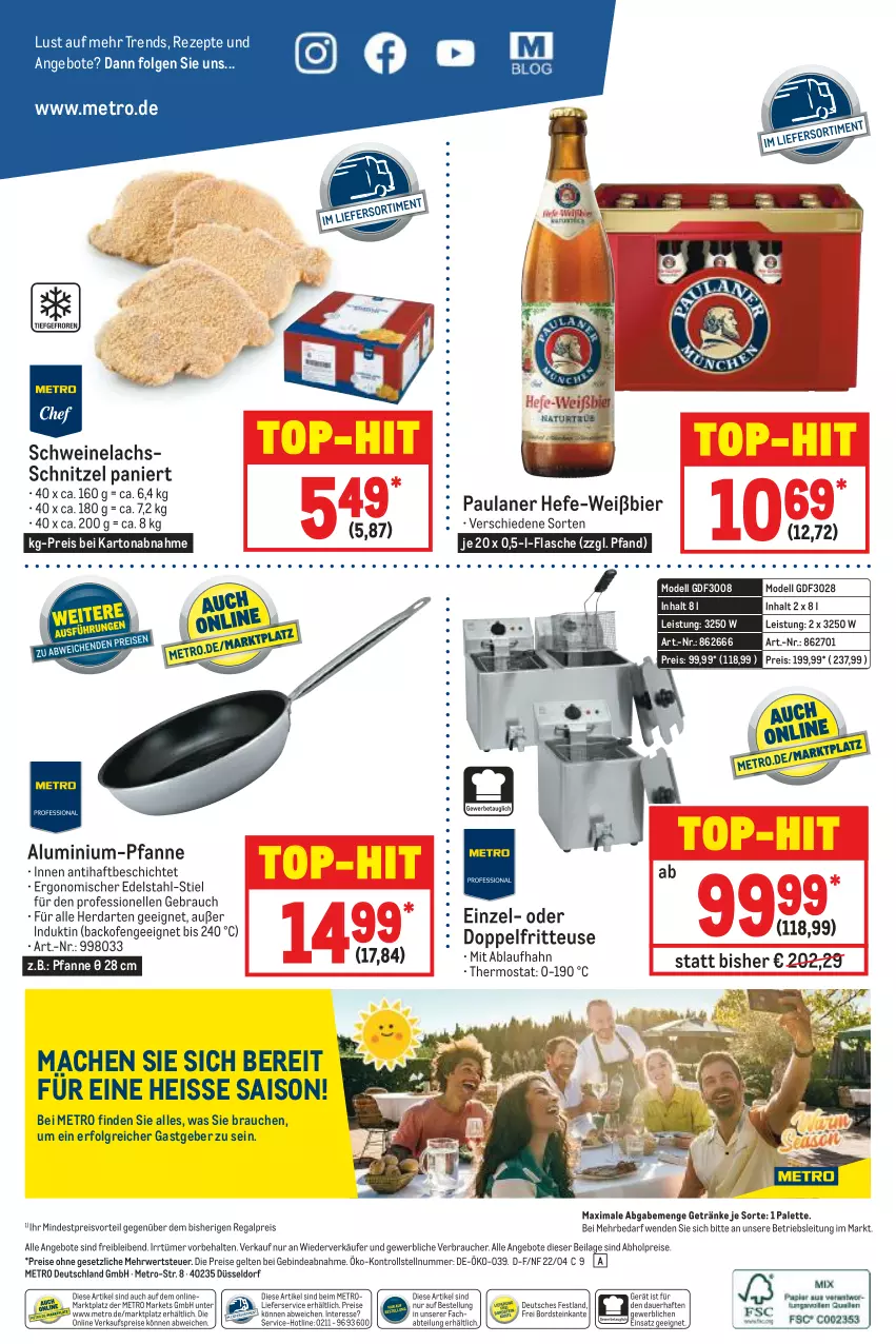 Aktueller Prospekt Metro - GastroJournal - von 21.04 bis 04.05.2022 - strona 40 - produkty: abholpreise, Abtei, angebot, angebote, auer, backofen, bier, dell, edelstahl, eis, elle, flasche, fritteuse, getränk, getränke, Hefe, herdarten, ilag, lachs, LG, lieferservice, mac, Metro, Mode, Ofen, Palette, Paula, paulaner, pfanne, preisvorteil, Rauch, regal, reis, rezept, rezepte, rwe, schnitzel, schwein, schweine, Schweinelachs, thermostat, Ti, top-hit, wein, weine