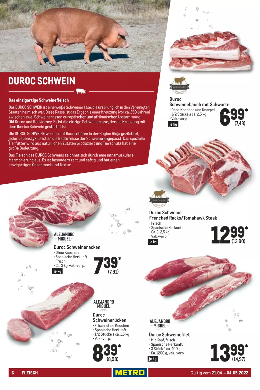 Aktueller Prospekt Metro - GastroJournal - von 21.04 bis 04.05.2022 - strona 6 - produkty: Bau, eis, filet, fleisch, schwein, schweine, Schweinebauch, schweinefilet, schweinenacken, schweinerücken, steak, Ti, wein, weine