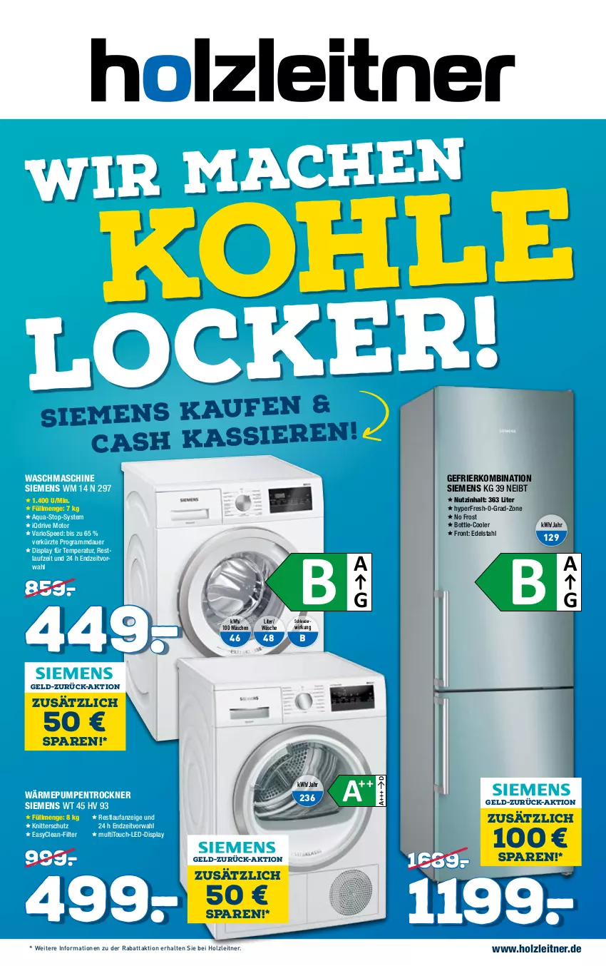 Aktueller Prospekt Holzleitner - von 03.09 bis 25.09.2022 - strona 1 - produkty: aqua, auer, edelstahl, gefrierkombination, Holz, nation siemens, siemens, spee, Ti, Trockner, wärmepumpentrockner, waschmaschine, ZTE