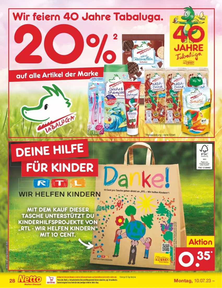 Aktueller Prospekt Netto Marken-Discount - Filial-Angebote - von 10.07 bis 15.07.2023 - strona 28 - produkty: bestpreis, eier, eis, Kinder, ndk, reis, Tasche, Ti