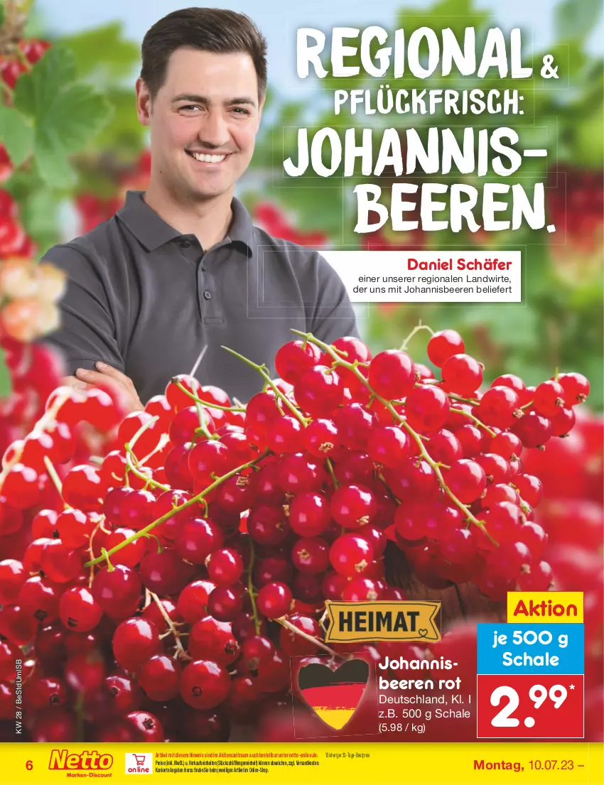 Aktueller Prospekt Netto Marken-Discount - Filial-Angebote - von 10.07 bis 15.07.2023 - strona 6 - produkty: beere, beeren, bestpreis, eis, johannisbeere, Johannisbeeren, ndk, reis, Schal, Schale, Ti