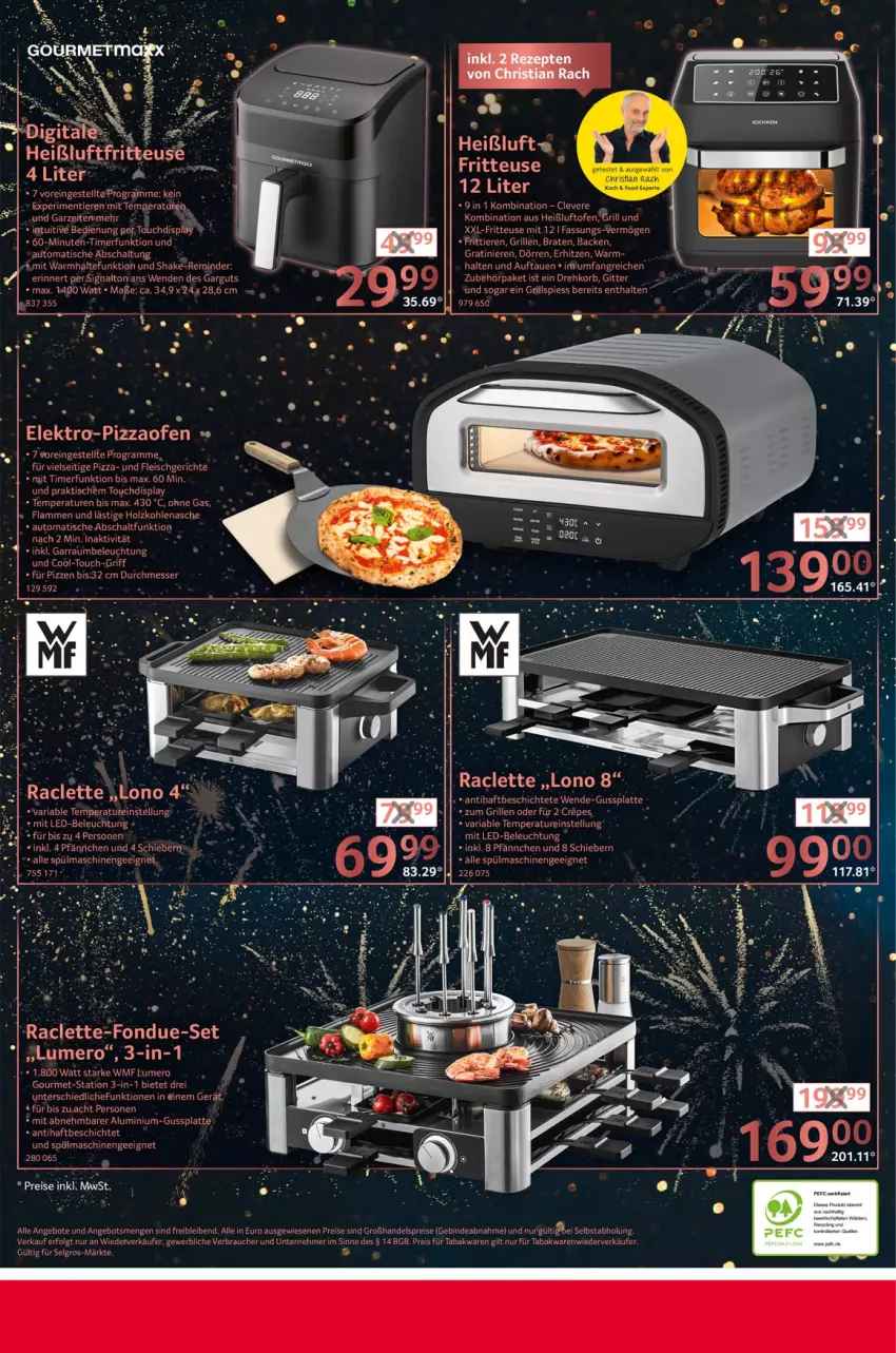 Aktueller Prospekt Selgros - Silvester - von 27.12 bis 31.12.2024 - strona 12 - produkty: auto, beleuchtung, braten, eis, Elektro, fleisch, Fondue, fritteuse, grill, Holz, K2, korb, lamm, latte, led-beleuchtung, LG, messer, mit led-beleuchtung, Ofen, pizza, Rauch, reis, Ria, Schal, shake, Signal, spülmaschinen, tee, Ti, Tiere, timer, tisch, WMF