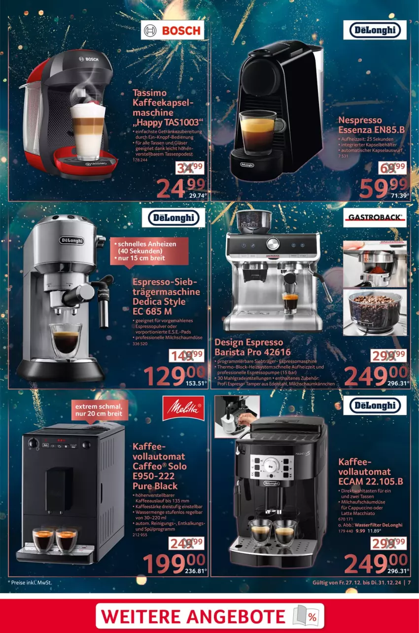 Aktueller Prospekt Selgros - Silvester - von 27.12 bis 31.12.2024 - strona 7 - produkty: ACC, angebot, angebote, auto, Cap, cappuccino, chia, cin, delonghi, eis, elle, espresso, Germ, kaffee, lack, latte, latte macchiato, mac, macchiato, milch, nespresso, reis, tasse, tee, Ti, tisch, wasser