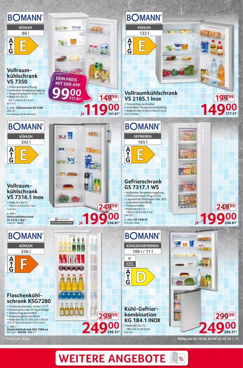 Aktueller Prospekt Selgros - Non Food - von 16.05 bis 22.05.2024 - strona 11 - produkty: angebot, angebote, beleuchtung, bomann, ente, flasche, gefrierschrank, Glastür, kühlschrank, Schrank, Sport, Stier, Ti, türanschlag wechselbar