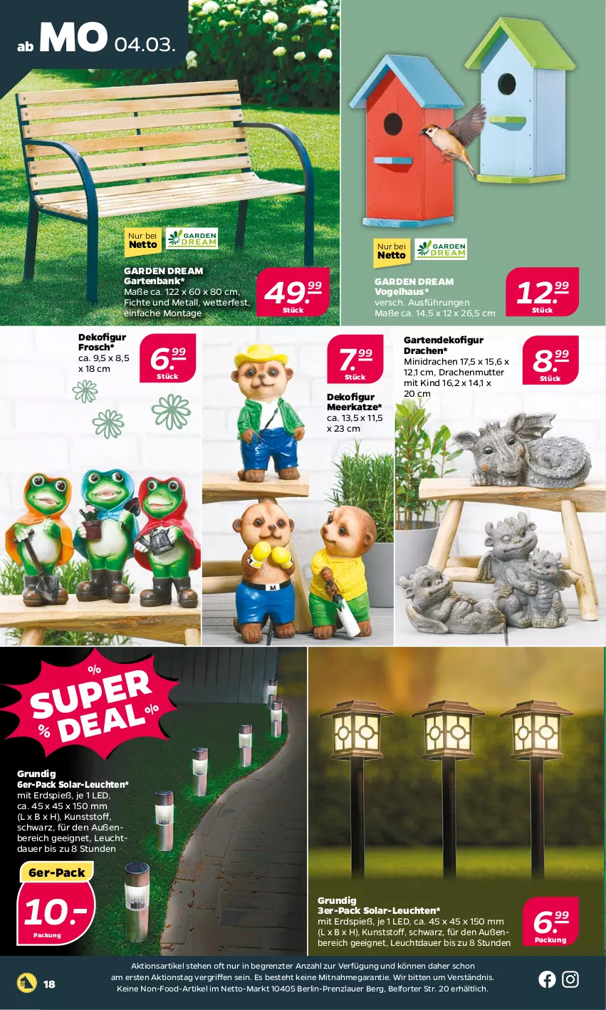 Aktueller Prospekt Netto - Woche 10 - von 04.03 bis 09.03.2024 - strona 18 - produkty: auer, Bank, Dekofigur, Frosch, Garten, gartenbank, grundig, Leuchte, leuchten, Ti, ZTE