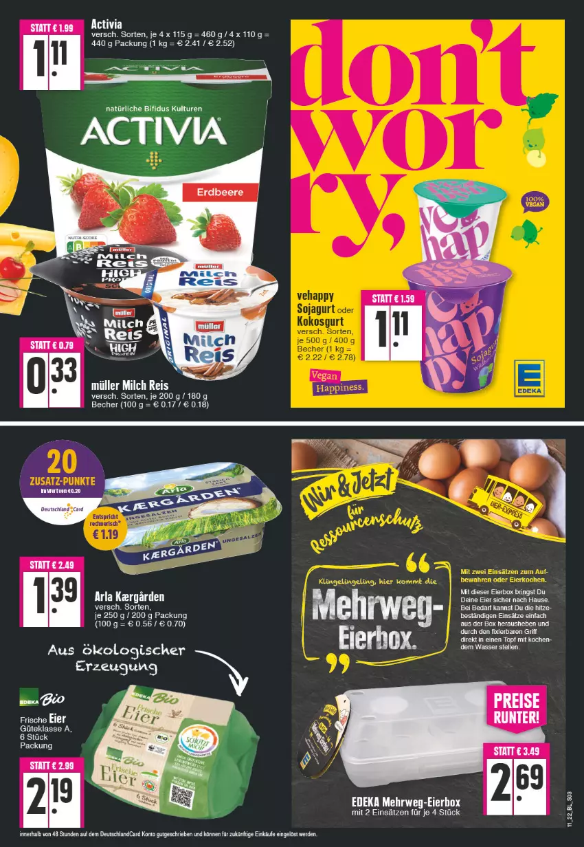 Aktueller Prospekt Edeka - Angebote der Woche - von 14.03 bis 19.03.2022 - strona 3 - produkty: activia, arla, beere, bifi, eier, elle, erdbeere, erde, Ti, topf, wasser