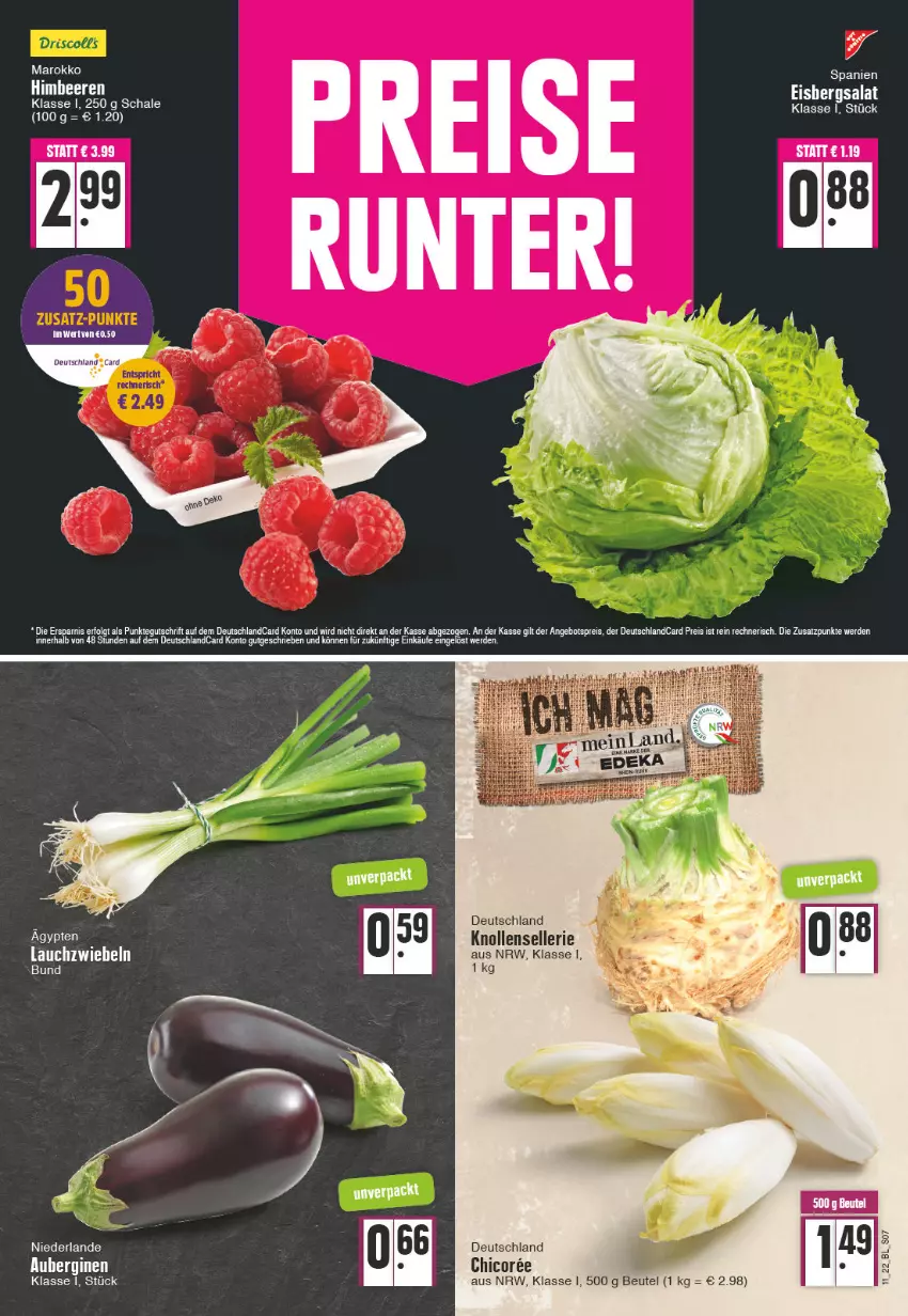 Aktueller Prospekt Edeka - Angebote der Woche - von 14.03 bis 19.03.2022 - strona 7 - produkty: angebot, angebotspreis, aubergine, auberginen, beere, beeren, beutel, deutschlandcard, eis, eisbergsalat, elle, erde, gin, himbeer, himbeere, himbeeren, Lauchzwiebel, lauchzwiebeln, LG, reis, salat, Schal, Schale, Ti, zwiebel, zwiebeln