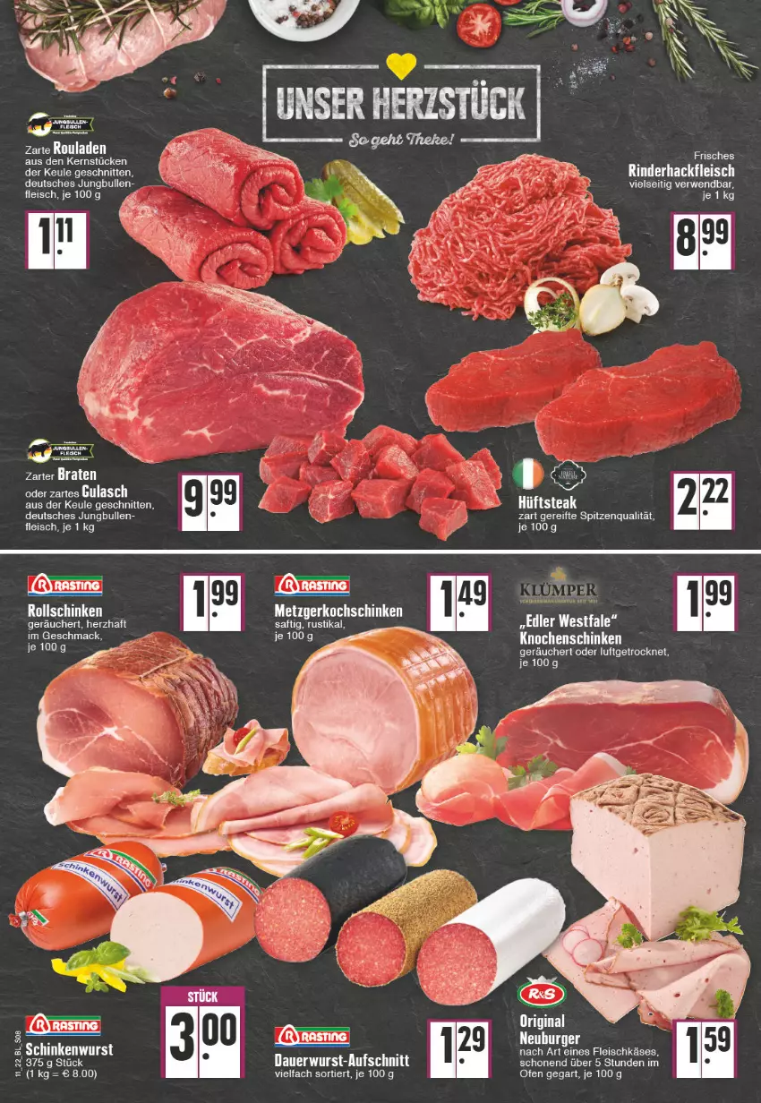 Aktueller Prospekt Edeka - Angebote der Woche - von 14.03 bis 19.03.2022 - strona 8 - produkty: auer, aufschnitt, braten, eis, fleisch, fleischkäse, gin, hackfleisch, jungbullen, Käse, mac, Ofen, rind, rinder, rinderhackfleisch, rouladen, rwe, schinken, schinkenwurst, schnitten, spitzenqualität, Ti, wurst