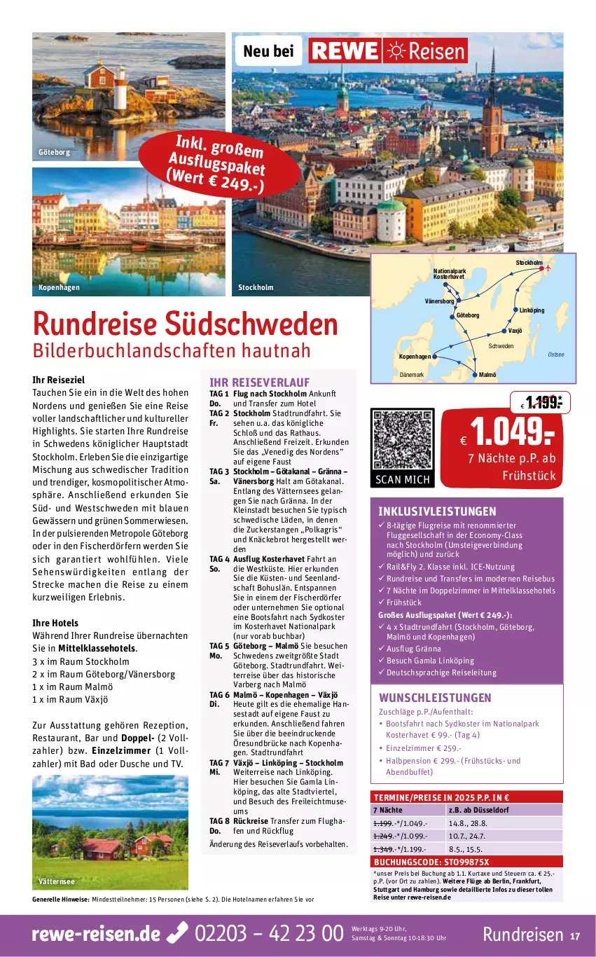 Aktueller Prospekt Rewe Reisen - Reiseprospekt - von 25.10 bis 27.12.2024 - strona 17 - produkty: aust, axe, Bad, brot, buch, deutschsprachige reiseleitung, dusche, eis, Elan, elle, erde, fisch, fische, Fischer, Heu, inklusivleistungen, knäckebrot, kurtaxe, mac, Metro, Mode, reis, reiseverlauf, rel, rezept, rwe, Ti, tisch, uhr, zucker