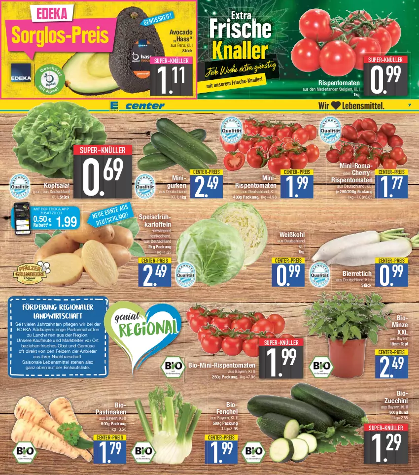 Aktueller Prospekt E Center - Angebote der Woche - von 19.06 bis 24.06.2023 - strona 7 - produkty: asti, avocado, bier, bio, coupon, deka, eis, ente, fenchel, Frühkartoffeln, gurke, gurken, kartoffel, kartoffeln, kopfsalat, lebensmittel, LG, mini-rispentomaten, minze, nuss, obst, Obst und Gemüse, Ofen, reis, Rettich, rispentomaten, salat, speisefrühkartoffeln, super-knüller, Ti, tomate, tomaten, topf, und gemüse, Weißkohl, zucchini