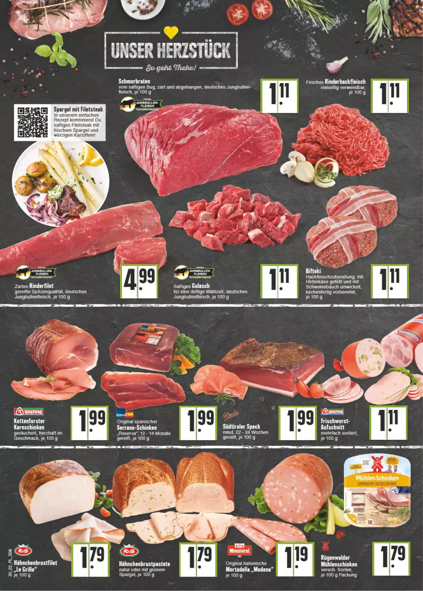 Aktueller Prospekt E Center - Angebote der Woche - von 16.05 bis 21.05.2022 - strona 8 - produkty: aufschnitt, Bau, braten, brustfilet, dell, eis, filet, filets, fleisch, gin, gulasch, hackfleisch, hähnchenbrust, hähnchenbrustfilet, hirtenkäse, jungbullen, kartoffel, kartoffeln, Käse, kernschinken, küche, Küchen, mac, Mode, mortadella, natur, pastete, rezept, rügenwalder, rwe, saft, schinken, schmorbraten, schwein, schweine, Schweinebauch, spargel, spitzenqualität, steak, tee, Ti, wein, weine, WICK