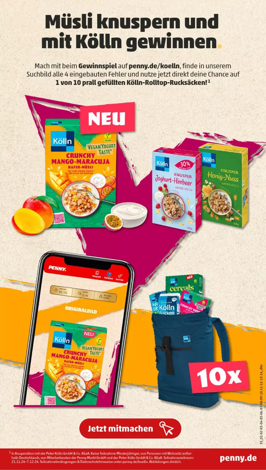 Aktueller Prospekt Penny - Prospekte - von 02.12 bis 07.12.2024 - strona 31 - produkty: Bau, gewinnspiel, kölln, mac, müsli, Yo