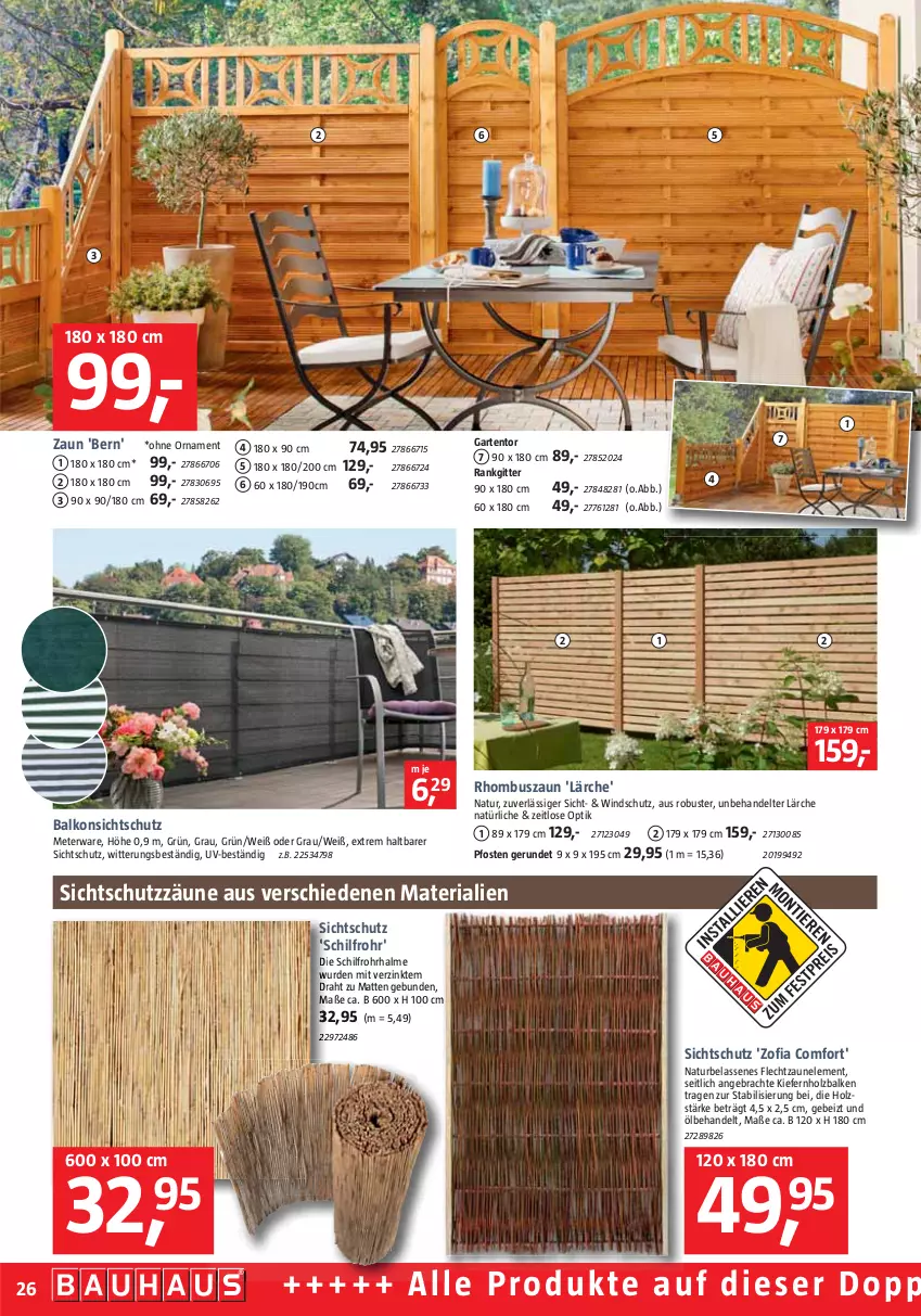 Aktueller Prospekt Bauhaus - Prospekte - von 30.04 bis 04.06.2022 - strona 26 - produkty: Draht, Garten, Holz, natur, Ria, Ti, Windschutz