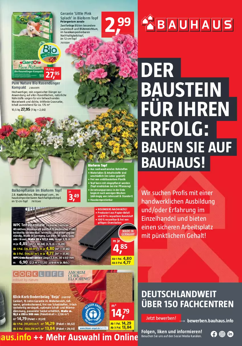 Aktueller Prospekt Bauhaus - Prospekte - von 30.04 bis 04.06.2022 - strona 5 - produkty: ACC, asti, aust, Bau, bio, Blüte, braun, dünger, erde, geranie, Germ, gin, kraft, lack, LG, natur, papier, pflanze, rasen, Ria, rwe, Schal, Stier, Ti, topf, usb