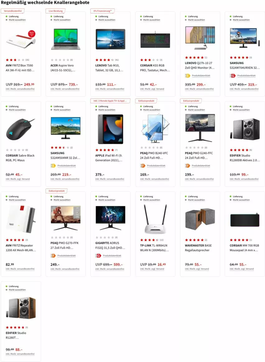 Aktueller Prospekt Media Markt - Prospekte - von 02.03 bis 09.03.2022 - strona 7 - produkty: acer, angebot, angebote, Apple, fritz, ipad, lack, lautsprecher, lenovo, Maus, monitor, ndk, regal, Samsung, tablet, Tastatur, Ti, TP-Link, versandkostenfrei