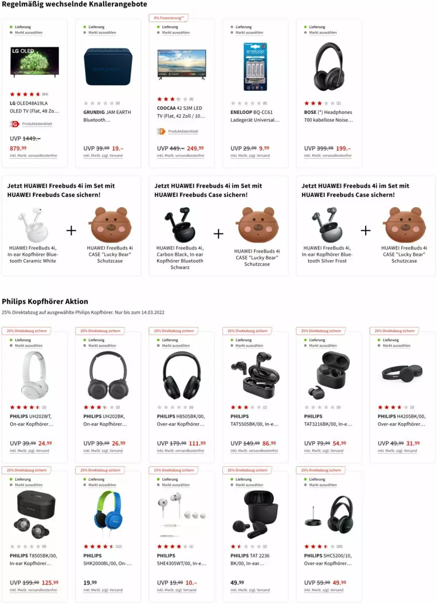 Aktueller Prospekt Media Markt - Prospekte - von 02.03 bis 09.03.2022 - strona 9 - produkty: angebot, angebote, Bau, Bose, grundig, huawei, In-Ear Kopfhörer, K2, kopfhörer, lack, ladegerät, led tv, LG, ndk, oled tv, Philips, Ti