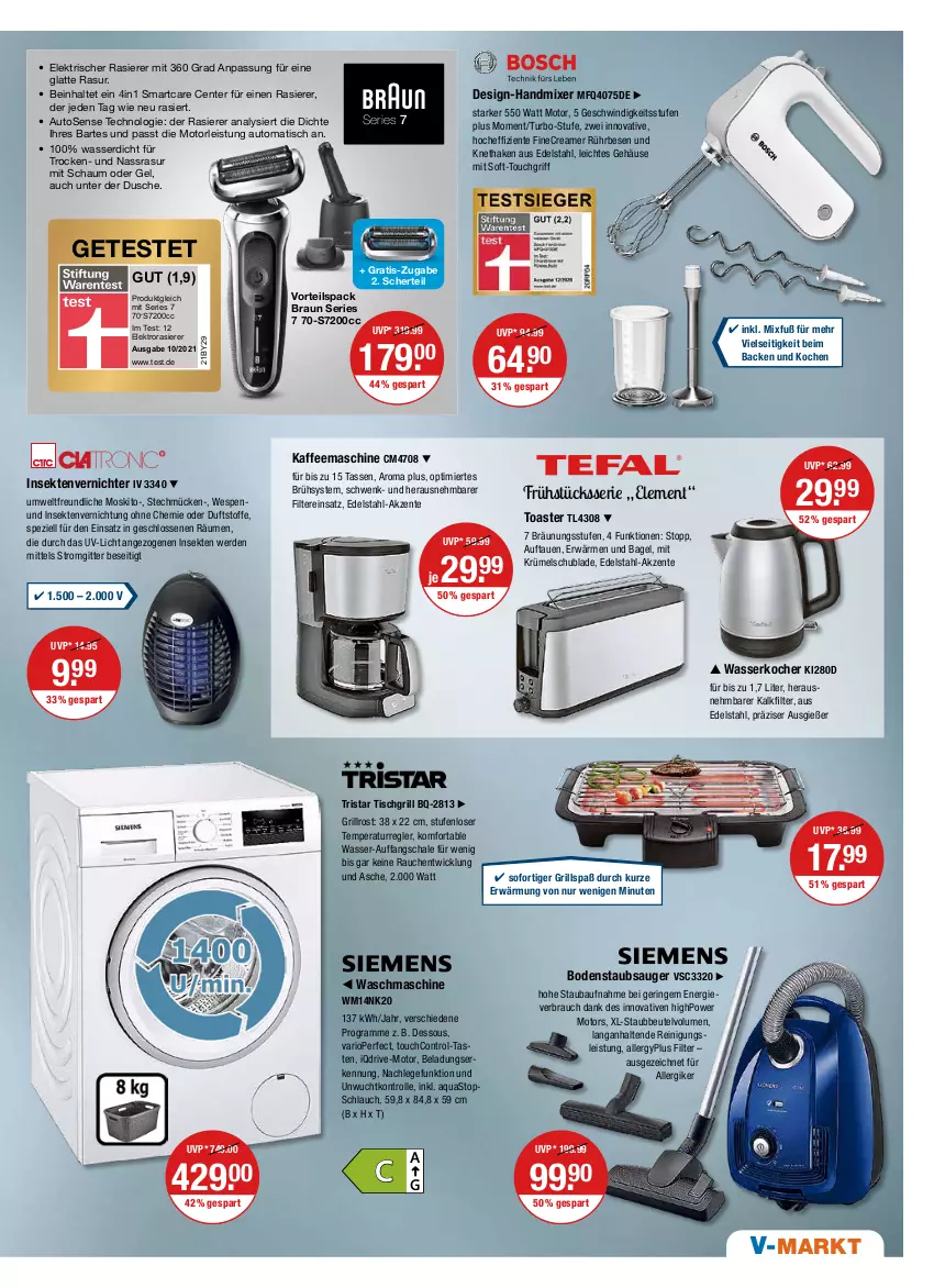 Aktueller Prospekt Vmarkt - V-Markt - von 28.04 bis 04.05.2022 - strona 17 - produkty: aqua, aquastop, auto, Bagel, Bau, beutel, bodenstaubsauger, braun, dusche, edelstahl, eis, Elektro, ente, erde, gefu, grill, grillrost, handmixer, HP, Insektenvernichter, K2, kaffee, kaffeemaschine, Kocher, latte, Mixer, rasierer, Rauch, Reinigung, ring, Schal, Schale, schlauch, sekt, Spezi, staubbeutel, staubsauger, tasse, Ti, tisch, tischgrill, toast, toaster, tristar, waschmaschine, wasser, wasserkocher, WICK