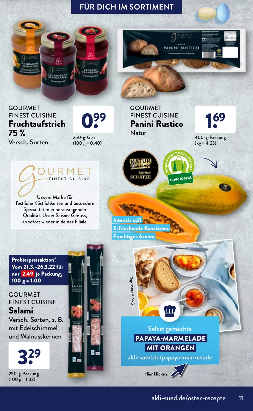 Aktueller Prospekt AldiSud - ALDI Sortiment - von 01.03 bis 31.03.2022 - strona 11 - produkty: aldi, alkohol, aufstrich, ball, bier, eier, eis, filet, fisch, fische, Fischer, fleisch, frucht, fruchtaufstrich, lachs, lachsfilet, mac, marmelade, meerrettich, natur, nuss, orange, orangen, Papaya, reis, Rettich, rezept, rezepte, sahne, salami, Schere, schwein, schweine, schweinefleisch, Spezi, Ti, walnuss, walnusskerne, wein, weine