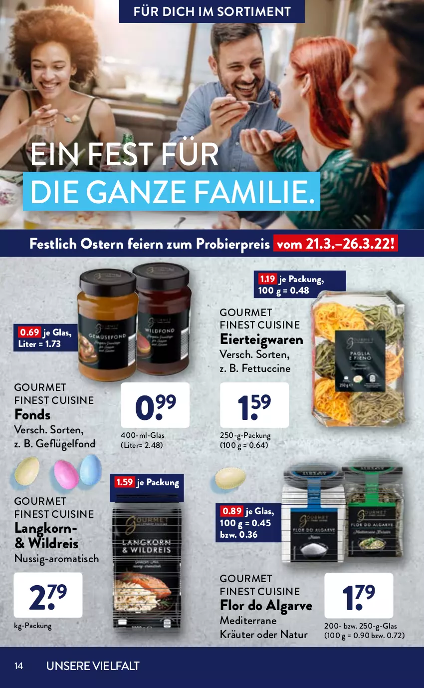 Aktueller Prospekt AldiSud - ALDI Sortiment - von 01.03 bis 31.03.2022 - strona 14 - produkty: aceto, aceto balsamico, aldi, alle artikel ohne dekoration, balsam, balsamico, basilikum, bier, cin, creme, dekoration, eier, eis, feinschmecker, fisch, fische, Fischer, flasche, garnier, Geflügel, Geflügelfond, gin, korn, kräuter, LG, Mode, natur, nuss, pesto, pilze, pinienkerne, reis, rezept, rezepte, Ria, Schere, spargel, Steinpilze, teigwaren, Ti, tisch, tomate, tomaten, Trüffel, tuc, Wild, Yo, ZTE