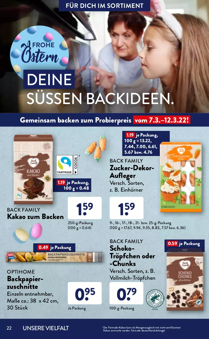 Aktueller Prospekt AldiSud - ALDI Sortiment - von 01.03 bis 31.03.2022 - strona 22 - produkty: aldi, alle artikel ohne dekoration, Backform, bier, Birkenzucker, dekoration, dell, diadem, eis, elle, erde, frischkäse, frucht, gin, kakao, Käse, knallerpreis, lamm, milch, Mode, möhren, papier, reis, ring, saft, schoko, Springform, Ti, vollmilch, ZTE, zucker