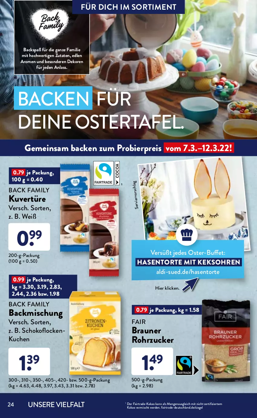 Aktueller Prospekt AldiSud - ALDI Sortiment - von 01.03 bis 31.03.2022 - strona 24 - produkty: aldi, alle artikel ohne dekoration, backmischung, beutel, bier, bio, bourbon, bourbon vanille, braun, dekoration, eis, elle, erde, gin, Hefe, kakao, karamell, keks, kuchen, leine, natur, reis, rohrzucker, Schal, Schale, schnitten, schoko, teller, Ti, torte, vanille, wiener, ZTE, zucker