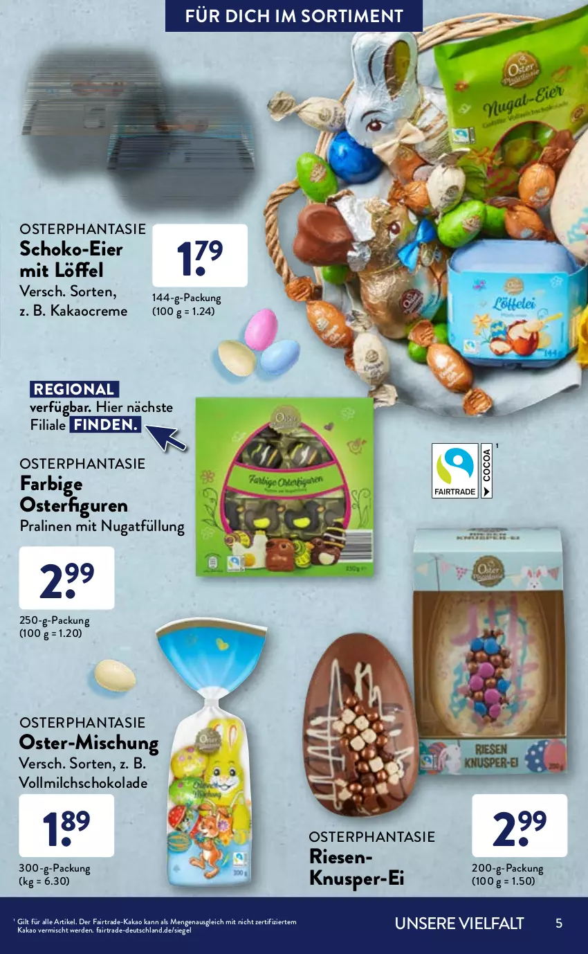 Aktueller Prospekt AldiSud - ALDI Sortiment - von 01.03 bis 31.03.2022 - strona 5 - produkty: Bau, bier, creme, eier, eis, erde, geback, kakao, Körbchen, Löffel, milch, pralinen, reis, schoko, schokolade, Ti, vollmilch