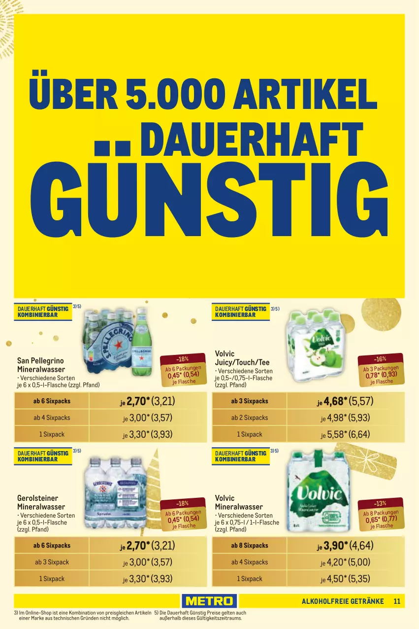 Aktueller Prospekt Metro - Händler Journal - von 28.11 bis 04.12.2024 - strona 11 - produkty: alkohol, alkoholfreie getränke, Alwa, auer, eis, elle, flasche, gerolsteine, gerolsteiner, getränk, getränke, mineralwasser, reis, san pellegrino, steiner, tee, Ti, volvic, wasser