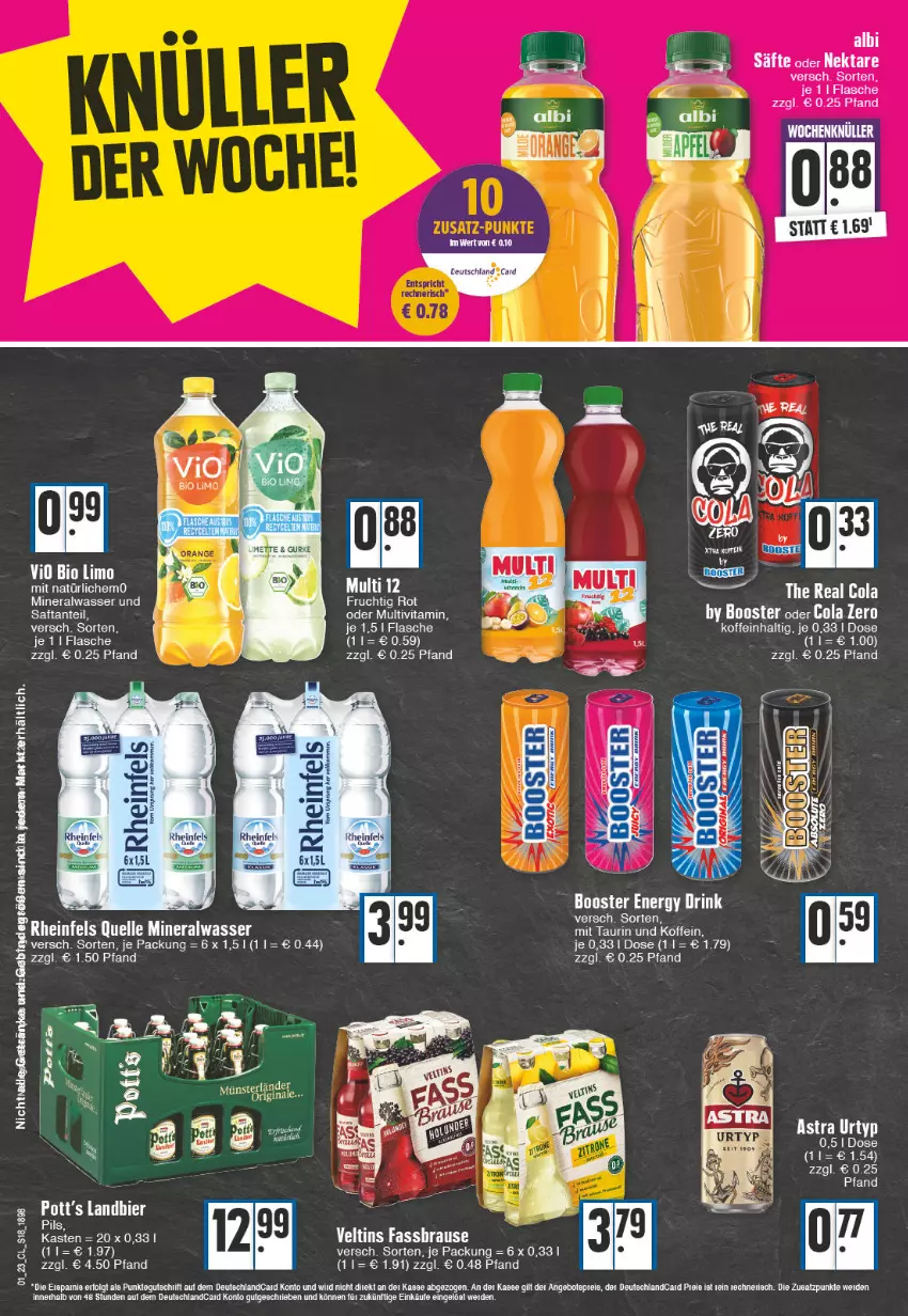 Aktueller Prospekt Edeka - Angebote der Woche - von 02.01 bis 07.01.2023 - strona 18 - produkty: Alwa, Astra, bier, bio, bio limo, brause, cola, deutschlandcard, drink, Elan, energy drink, erde, fassbrause, flasche, frucht, gurke, LG, limo, mineralwasser, Nektar, säfte, Ti, urtyp, veltins, vita, wasser