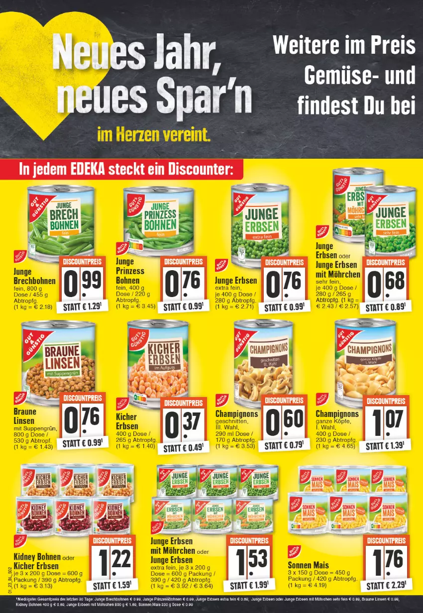 Aktueller Prospekt Edeka - Angebote der Woche - von 02.01 bis 07.01.2023 - strona 2 - produkty: bett, bohne, bohnen, deka, discount, kidney, kidney bohnen, mais, tee, Ti