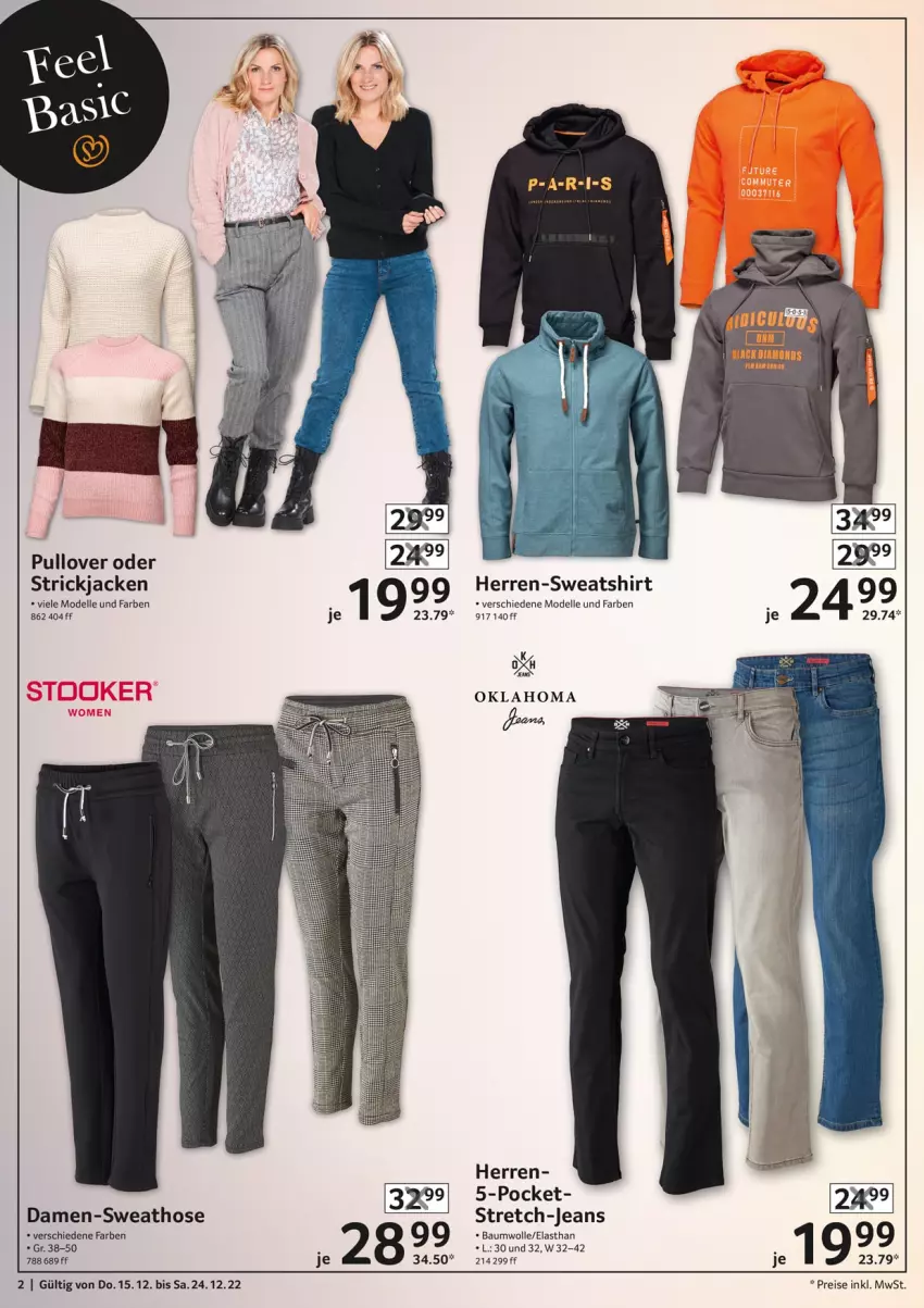 Aktueller Prospekt Selgros - Nonfood - von 15.12 bis 24.12.2022 - strona 2 - produkty: Bau, baumwolle, dell, eis, elle, hose, Jacke, jeans, Mode, Pullover, reis, shirt, Strickjacke, Sweathose, Sweatshirt, Ti, wolle