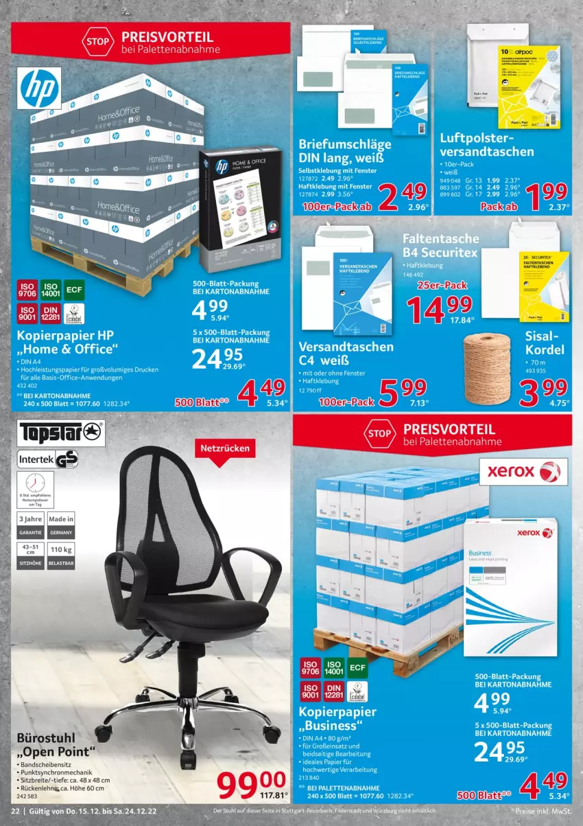 Aktueller Prospekt Selgros - Nonfood - von 15.12 bis 24.12.2022 - strona 22 - produkty: auer, Brei, eis, Palette, preisvorteil, reis, rückenlehne, stuhl, Ti