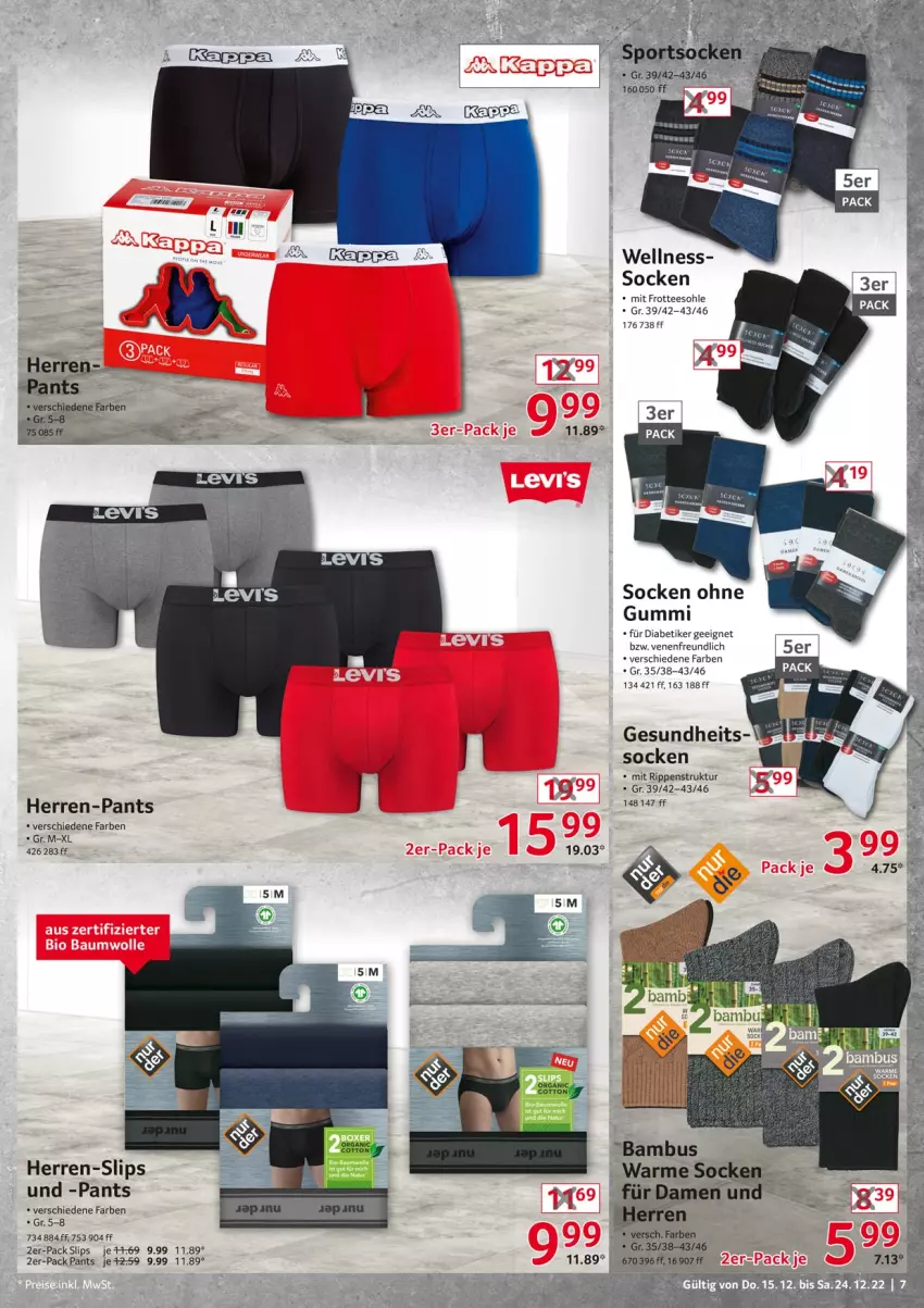 Aktueller Prospekt Selgros - Nonfood - von 15.12 bis 24.12.2022 - strona 7 - produkty: bambus, Gesundheit, herren-pants, mit frotteesohle, Pants, Rippen, slip, slips, socken, tee, Ti