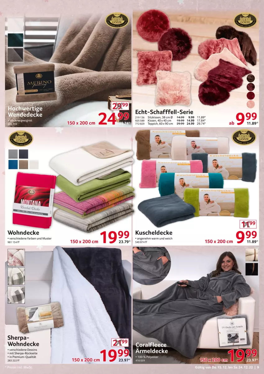 Aktueller Prospekt Selgros - Nonfood - von 15.12 bis 24.12.2022 - strona 9 - produkty: Coral, decke, kissen, kuscheldecke, sitzkissen, teppich