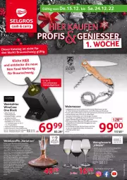 Gazetka promocyjna Selgros - Nonfood - Gazetka - ważna od 24.12 do 24.12.2022 - strona 1 - produkty: Anrichte, braun, cabernet, champagne, champagner, decke, edelstahl, Elektro, elle, ente, erde, gin, Holz, Karaffe, Kette, lack, leine, LG, mac, merl, merlot, messer, nuss, olive, oliven, Ria, riesling, rotwein, rwe, sac, Schal, Schale, Tasche, taschen, tee, Ti, tisch, wein, weine