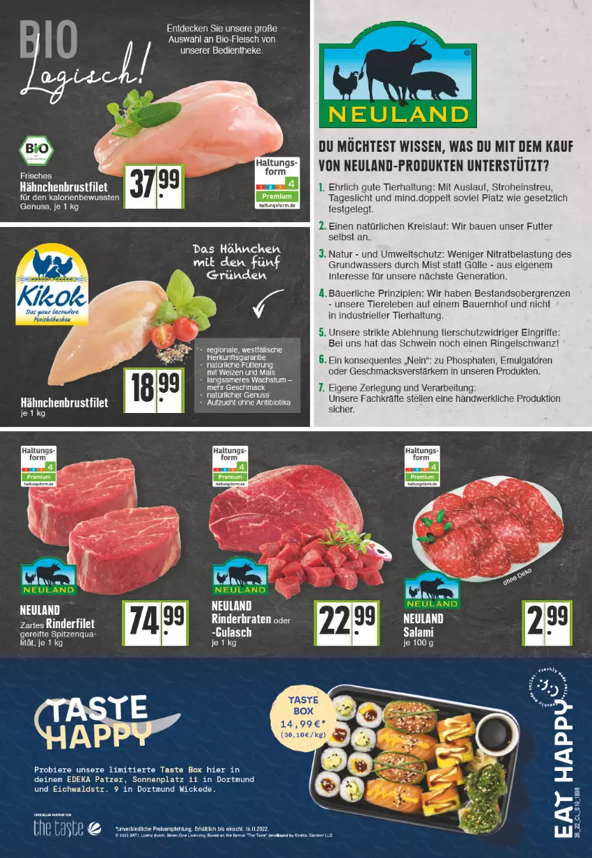 Aktueller Prospekt Edeka - Angebote der Woche - von 19.09 bis 24.09.2022 - strona 19 - produkty: auer, Bau, Bauer, bier, Biere, bio, braten, deka, eis, elle, ente, filet, fleisch, gulasch, LG, mac, mais, natur, nuss, reis, rel, rind, rinder, rinderbraten, ring, salami, schwein, Ti, Tiere, wasser, wein, weine, WICK