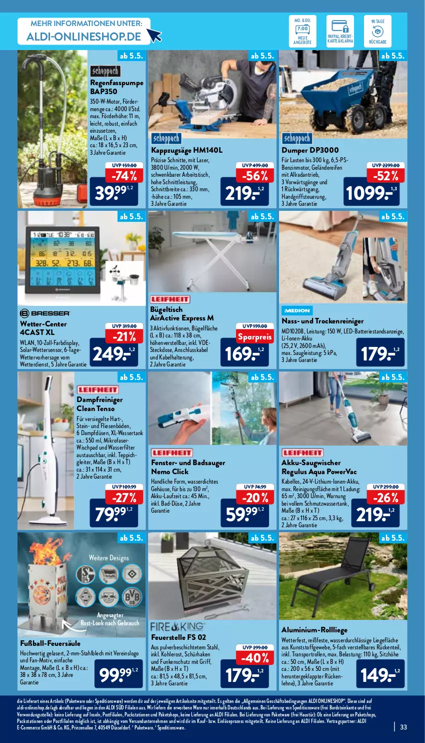 Aktueller Prospekt Aldi Nord - Aldi-Vorschau - von 02.05 bis 07.05.2022 - strona 33 - produkty: akku, aldi, angebot, angebote, aqua, aust, Bad, ball, batterie, Brei, bügel, bügeltisch, dampfreiniger, eis, elle, ente, erde, fenster, Fußball, HP, LG, Liege, mikrofaser, Rauch, reifen, reiniger, Reinigung, reis, rückenlehne, rwe, säge, Saugwischer, Sitzhöhe, Sport, steckdose, teppich, Ti, tisch, wasser, wasserfilter, wassertank