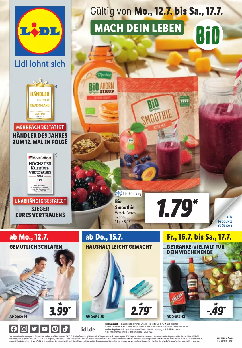 Aktueller Prospekt Lidl - Aktionsprospekt - von 12.07 bis 17.07.2021 - strona 1