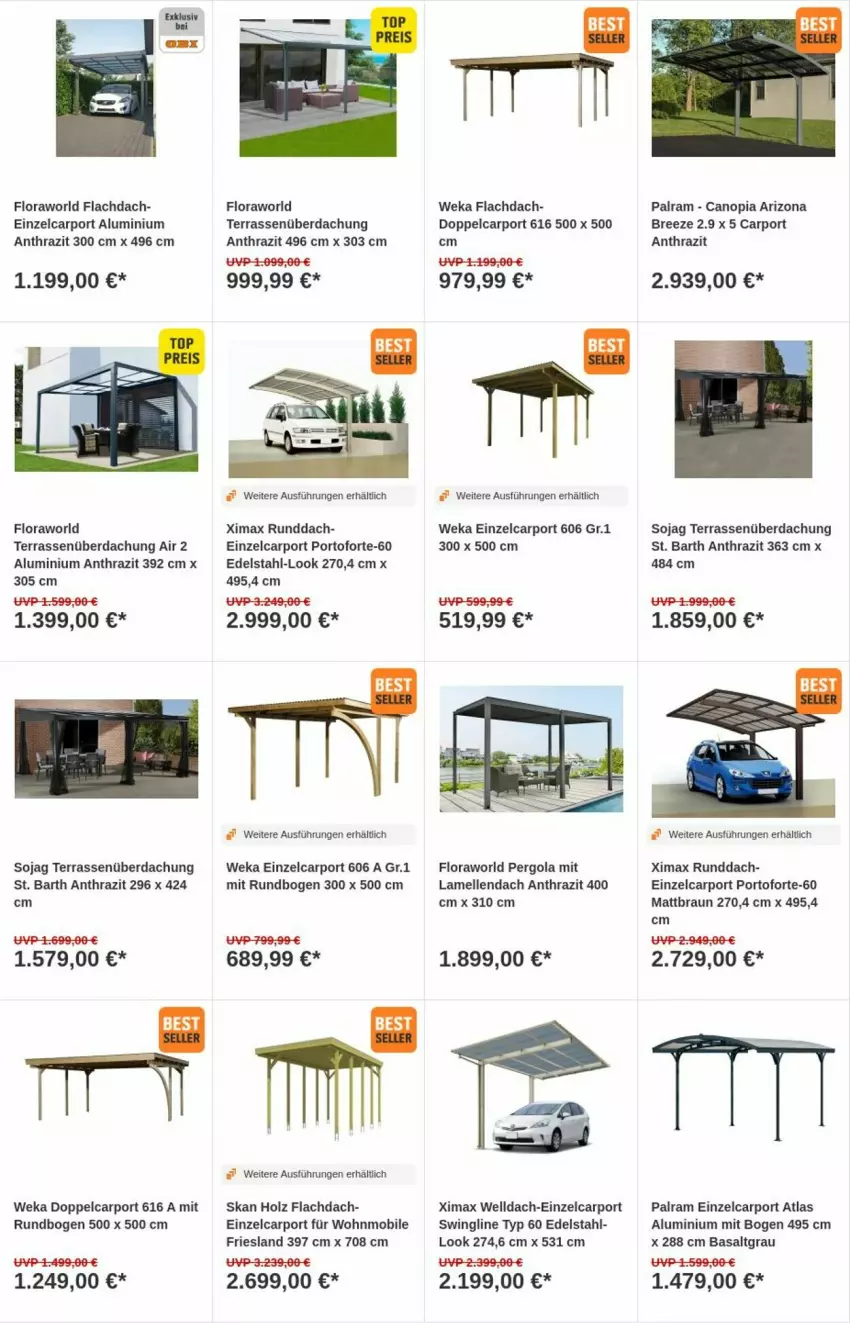 Aktueller Prospekt Obi - Prospekte - von 13.08 bis 21.08.2024 - strona 2 - produkty: braun, bree, Carport, edelstahl, elle, Holz, soja, Terrassenüberdachung, weka