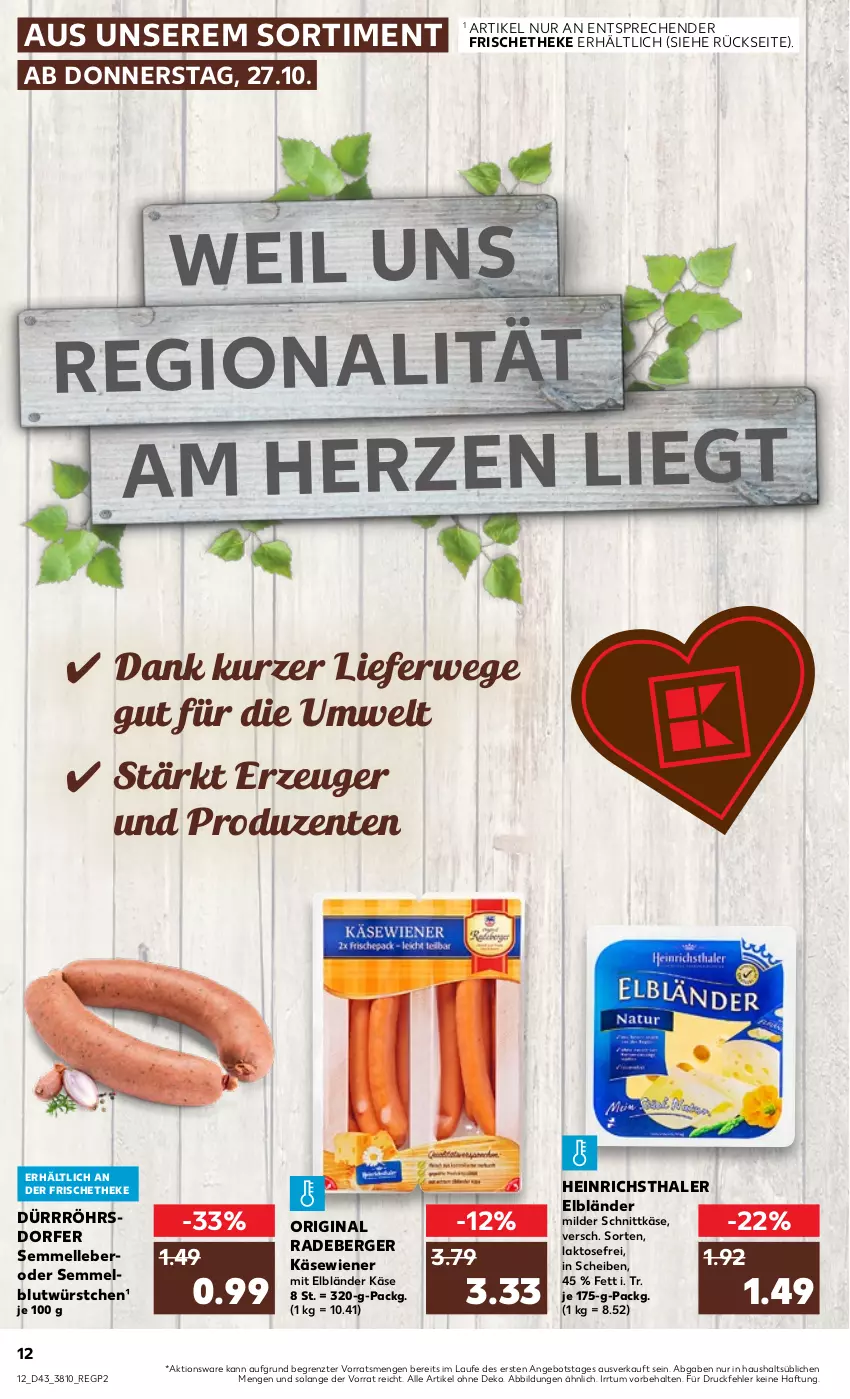 Aktueller Prospekt Kaufland - von 27.10 bis 02.11.2022 - strona 12 - produkty: angebot, Berger, elle, ente, gin, heinrichsthaler, Käse, radeberger, rwe, schnittkäse, Semmel, Ti, wiener, würstchen, ZTE