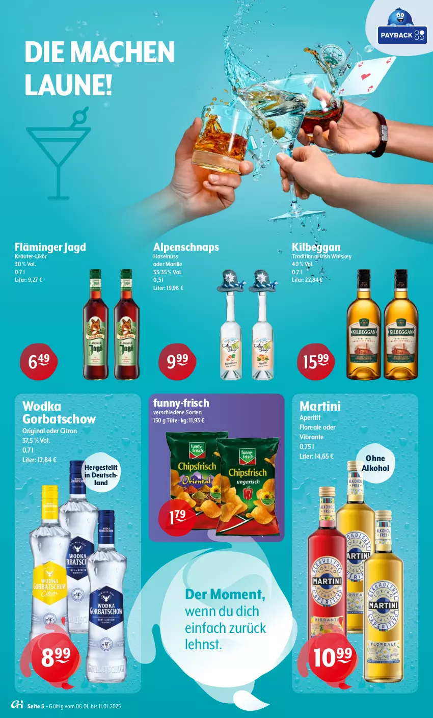 Aktueller Prospekt Getraenke Hoffmann - Prospekte - von 06.01 bis 11.01.2025 - strona 5 - produkty: alkohol, aperitif, funny-frisch, gin, Gorbatschow, haselnuss, irish whiskey, kilbeggan, kräuter, likör, loreal, mac, martini, nuss, ohne alkohol, Ti, Tüte, whiskey, wodka