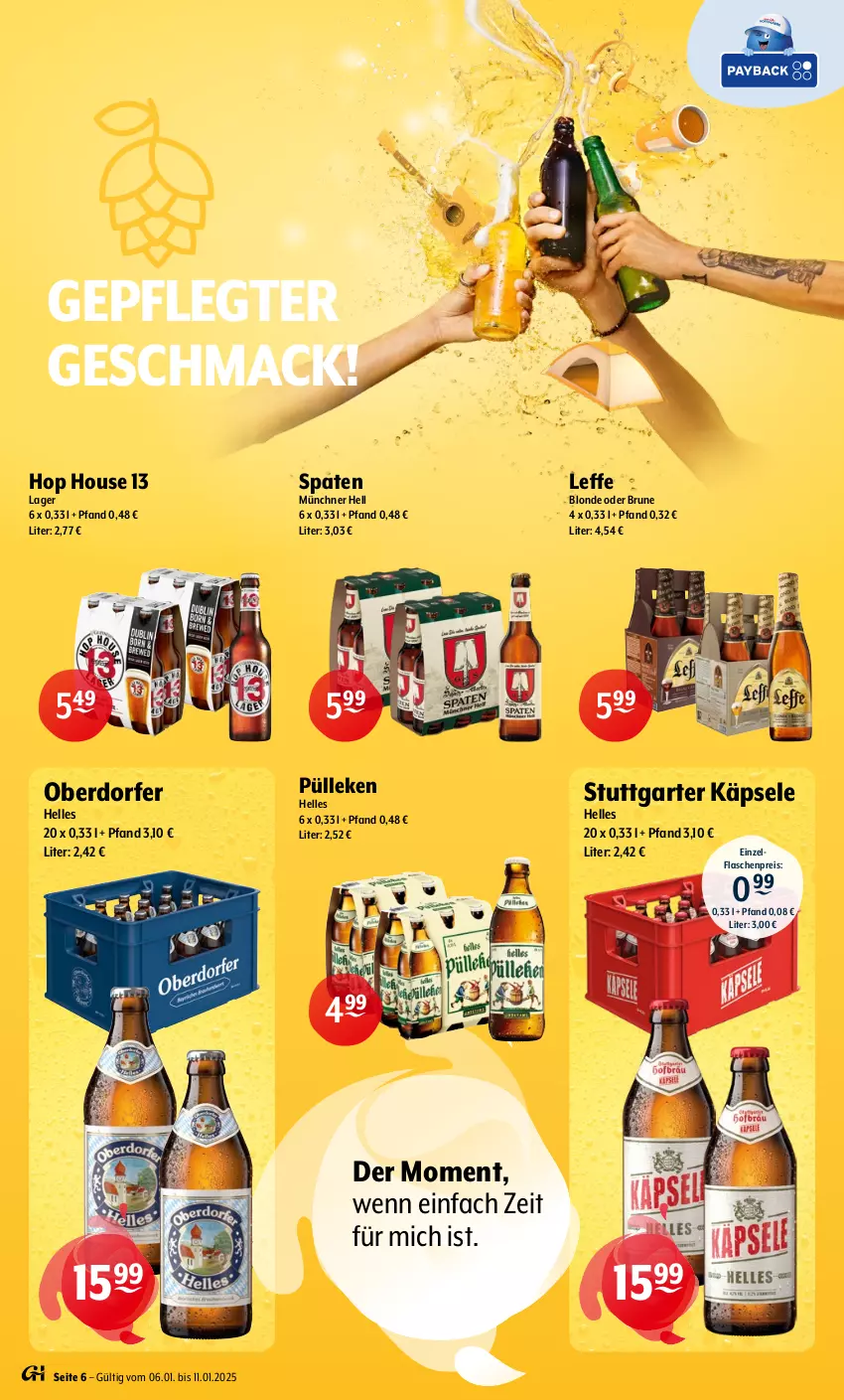 Aktueller Prospekt Getraenke Hoffmann - Prospekte - von 06.01 bis 11.01.2025 - strona 6 - produkty: eis, elle, flasche, mac, reis, Spaten, Ti