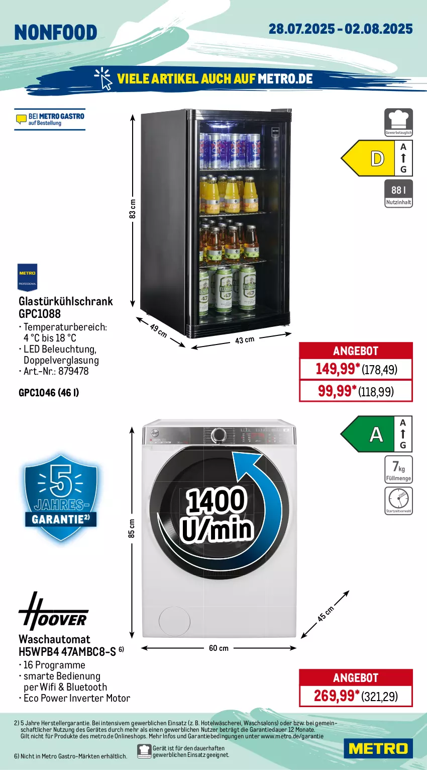 Aktueller Prospekt Metro - Wochen-Angebote Gastro - von 28.07 bis 02.08.2025 - strona 18 - produkty: angebot, auer, auto, beleuchtung, besteck, dessert, Dessertteller, edelstahl, eis, elle, geschirr, Glastür, küche, Küchen, Küchenhelfer, kühlschrank, Löffel, messer, Metro, metro gastro, mikrowelle, reis, Schere, Schneebesen, Schöpflöffel, Schrank, spülmaschinen, teller, Ti, tiefpreis