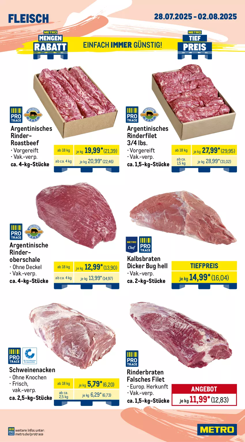 Aktueller Prospekt Metro - Wochen-Angebote Gastro - von 28.07 bis 02.08.2025 - strona 2 - produkty: angebot, beef, braten, decke, Deckel, dell, eis, elle, Falsches Filet, filet, fleisch, Geflügel, gewürz, Kette, lachs, lamm, Metro, pute, putenschnitzel, reis, rind, rinder, rinderbraten, rinderfilet, roastbeef, Schal, Schale, schnitzel, schwein, schweine, schweinefilet, Schweinelachs, schweinenacken, Ti, tiefpreis, wein, weine