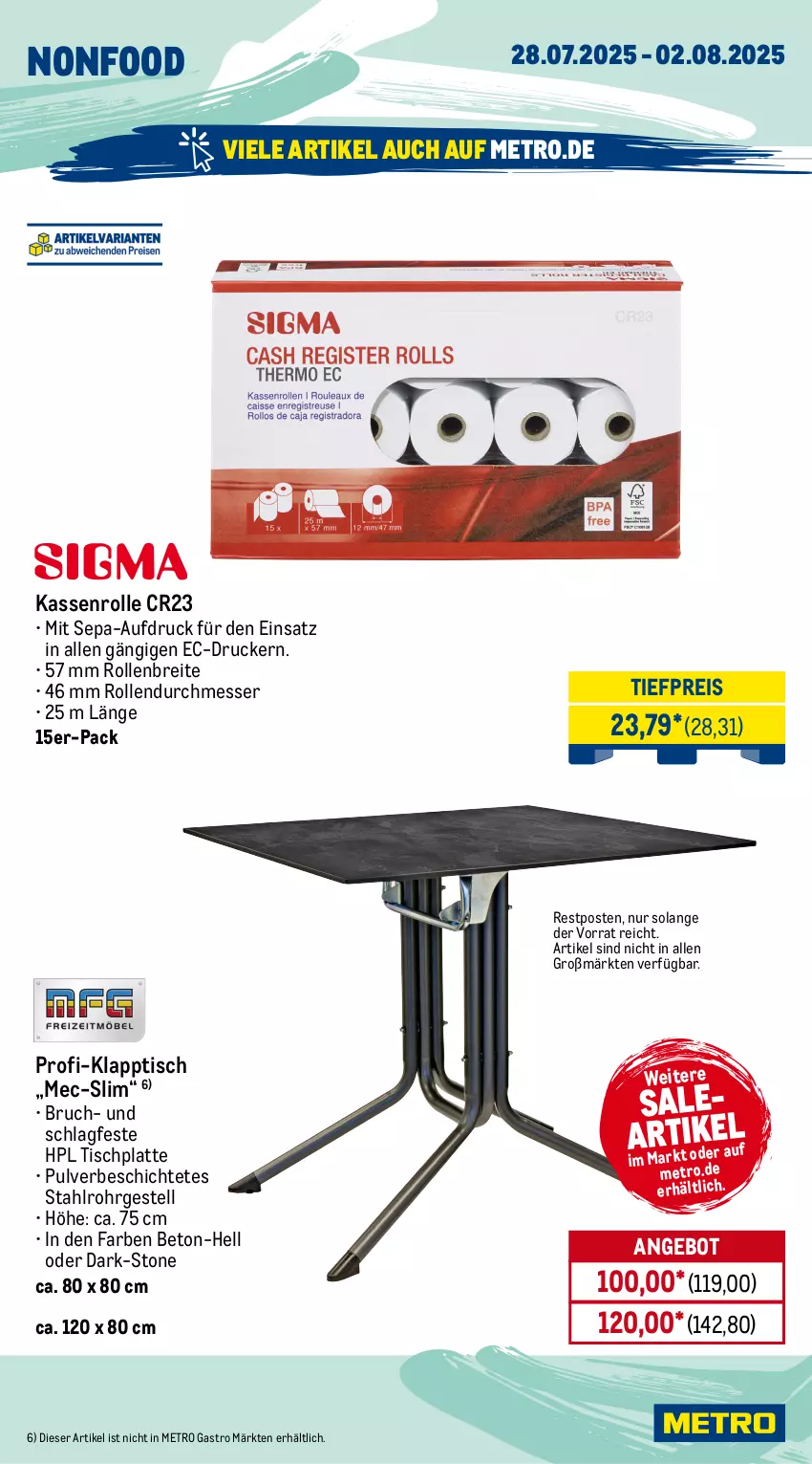 Aktueller Prospekt Metro - Wochen-Angebote Gastro - von 28.07 bis 02.08.2025 - strona 20 - produkty: angebot, Brei, drucker, eis, HP, klapptisch, latte, messer, Metro, metro gastro, reis, Ti, tiefpreis, tisch, tischplatte