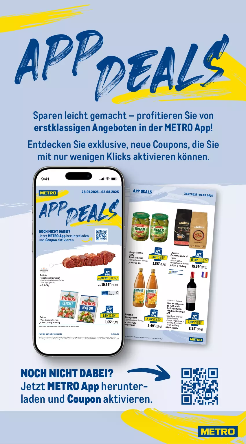 Aktueller Prospekt Metro - Wochen-Angebote Gastro - von 28.07 bis 02.08.2025 - strona 21 - produkty: abholpreise, angebot, angebote, bohne, cassis, coupon, coupons, decke, Deckel, eis, espresso, flasche, fleisch, gewürz, Gewürzgurke, gewürzgurken, gurke, gurken, hengstenberg, Hohes C, ilag, kirsch, kirsche, kraft, lavazza, mac, Metro, milch, orange, orangen, orangensaft, patros, Rauch, reis, Rippen, rwe, saft, Ti, Tiere