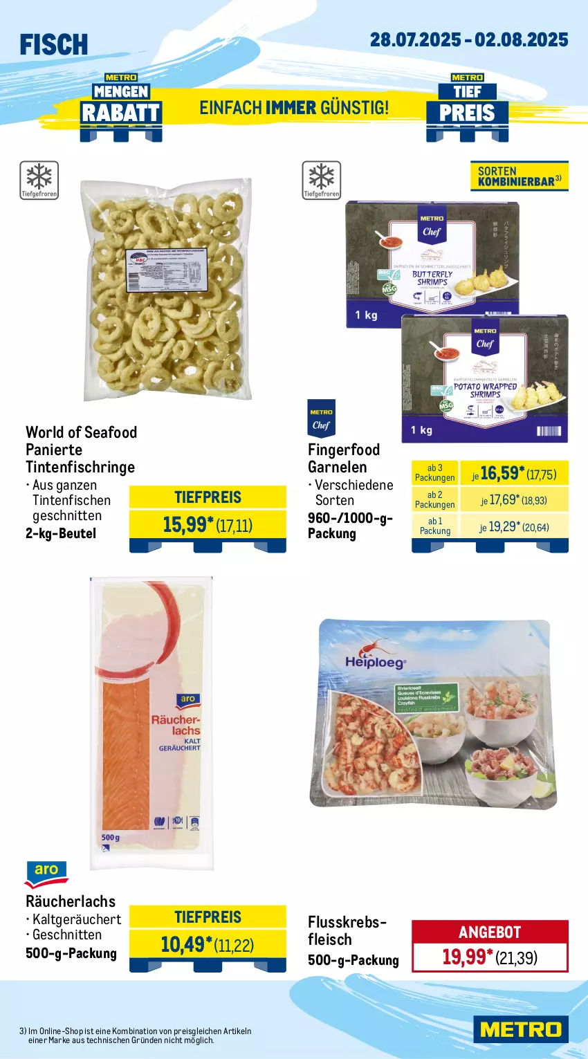 Aktueller Prospekt Metro - Wochen-Angebote Gastro - von 28.07 bis 02.08.2025 - strona 6 - produkty: angebot, beutel, bsf, eis, fisch, fische, fleisch, galiamelone, garnelen, honig, honigmelone, honigmelonen, Krebs, lachs, melone, melonen, obst, Räucherlachs, reis, ring, schnitten, Ti, tiefpreis, Tintenfischringe, wasser, wassermelone, wassermelonen