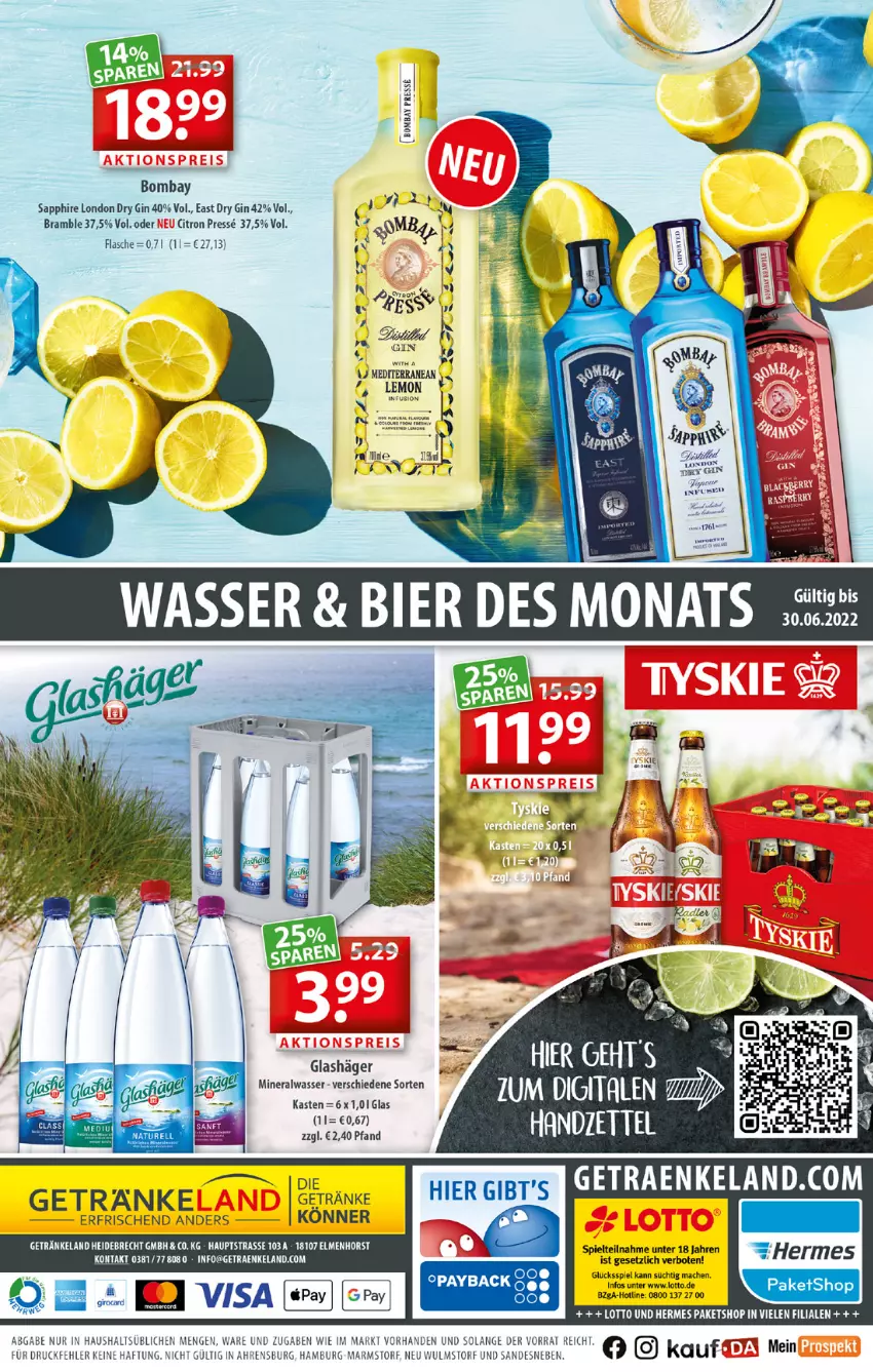 Aktueller Prospekt Getraenkeland - von 13.06 bis 25.06.2022 - strona 10 - produkty: bier, dry gin, Elan, flasche, getränk, getränke, gin, london dry, london dry gin, mac, natur, payback, rel, sapphire, Ti, wasser