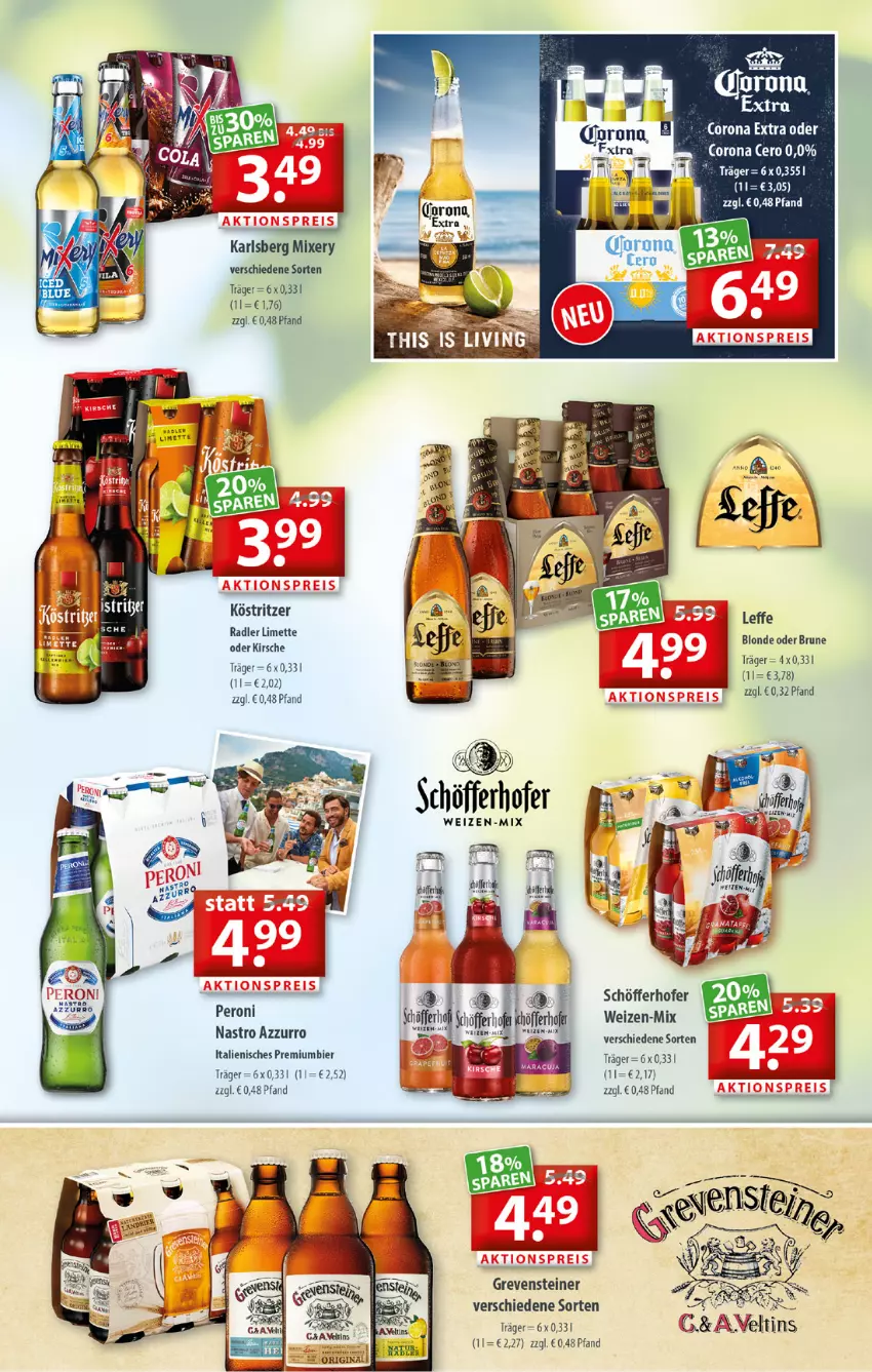 Aktueller Prospekt Getraenkeland - von 13.06 bis 25.06.2022 - strona 5 - produkty: bier, corona, corona extra, grevensteiner, karlsberg, karlsberg mixery, kirsch, kirsche, köstritzer, limette, Mett, Mixer, mixery, Premiumbier, radler, schöfferhofer, steiner